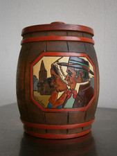 Boite Pot ancien Bois sculpté Peint décor Couple Breton Costume Pradier