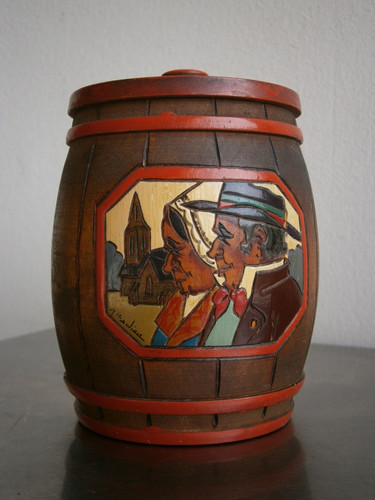 Boite pot ancien bois sculpté - boite,