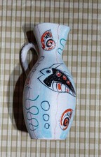 Beau Pichet Cruche Italie à décor de poissons Façon Vallauris Série Limitée !