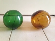 2 superbes et  Anciennes BOULES en VERRE  pour filet pêche flotteur bateau déco