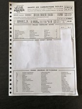 Fiche Technique 1970 RENAULT 4L R1120 R1123 Carburateur SOLEX 26 DIS-5 N•.3608 D