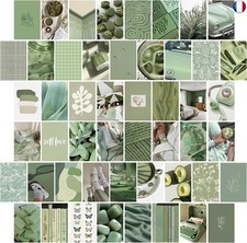 50P Kit de collage mural vert gris image esthétique pour collage mural, 