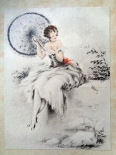 Gravure Lithographie Femme Art Déco E. Naudy (Alfred Renaudin) Art vintage