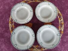 4 Assiettes Creuses Faience Saint Amand Céranord Modèle 418 Décor Lauriers Verts