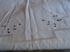 lin  blanc broderies richelieu  jours,grand futur rideau ou drap de lit déco