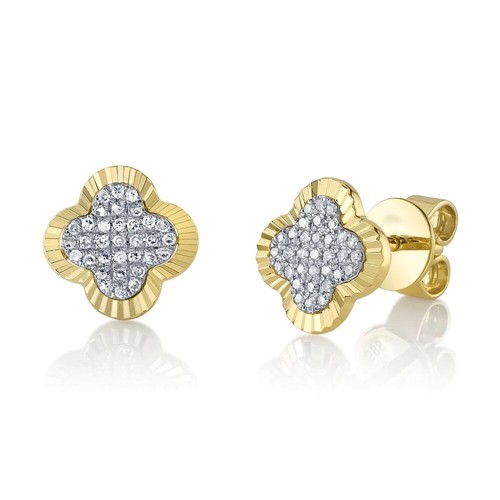 14k diamant striée trèfle - 14k,