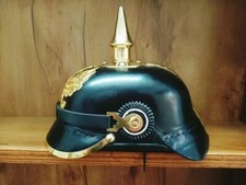 Casque prussien portable fait main insigne laiton casque allemand Pickelhaube...