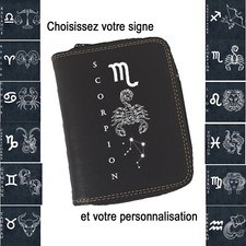 Porte-Monnaie Porte-Carte en Simili Cuir Noir - Signe Astrologique Constellation