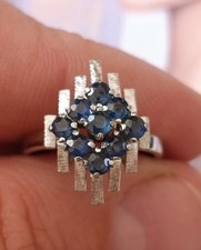 Belle Bague Art Déco en Argent Massif 925 Pierre Bleue à Identifier Taille 53