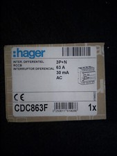 HAGER Interrupteur différentiel 3 P+N 63A Réf : CDC863F Neuf