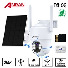 ANRAN Caméra de sécurité 4G batterie solaire carte SIM+carte SD 32 Go sans fil