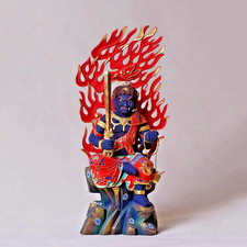 Statue de Bouddha Fudo Myoo 16 cm 6,3 pouces figurine de protection en bois d...