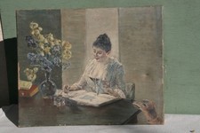 tableau peinture H/T femme écrivant