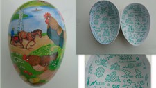 ANCIEN OEUF DE PAQUES EN PAPIER MACHE MADE IN GERMANY NESTLER  9 CM    N°2