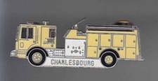 RARE PINS PIN'S .. POMPIER FIRE CAMION TRUCK CHARLESBOURG USA ~AR
