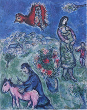 Marc CHAGALL : La route du village, LITHOGRAPHIE signée, 500ex, 1989