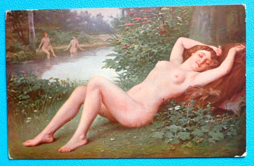 Cpa 1900 tableau femme nue - 1900,