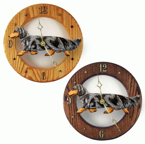 Horloge bois teckel - horloge, en