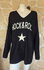 Pull noir et blanc rock & roll taille unique marque Piment Rouge (jr)