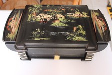 Coffret bois de voyage laqué ancien  nécessaire de toilette