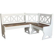 Banc d'angle en pin BOIS MASSIF DIFFÉRENTES COULEURS éco blanc/chêne - NEUF