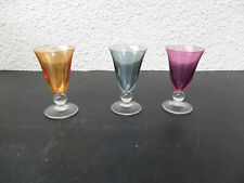 VERRES A LIQUEUR VINTAGE COLORES LOT DE 3