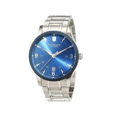 NEW  VICTORINOX Swiss Army Mens BLUE Dial Stainless Swiss Watch 241711 SHIP FREE