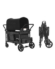 Poussette Chariot 4 Enfants Pliable à Quatre Roues 150 kg pour Camping