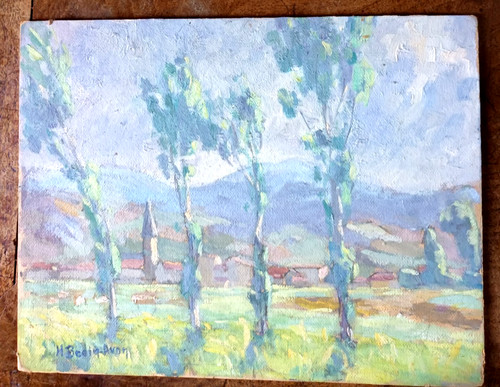 Huile ancienne paysage - huile,