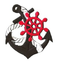 Ecusson patche Marine Navy Ancre thermocollant patch marin bateau brodé 