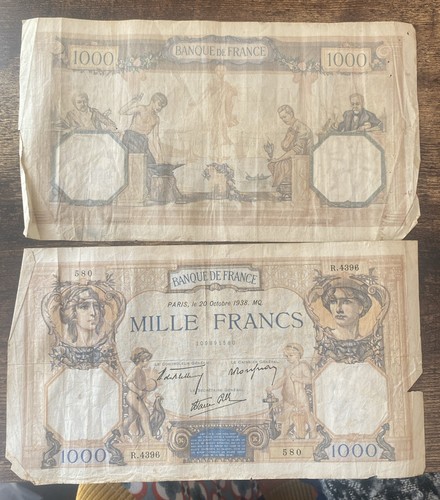 Billet 1000 francs x2 - de,