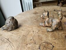 pierre chenet chat chaton oiseau moineau bronze