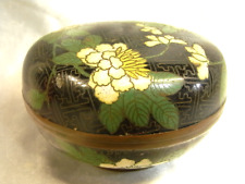 ANCIEN BONBONNIERE BOITE POT COUVERT COUPE EMAUX CLOISONNE ASIATIQUE CHINE CHINA