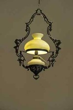 Lustre ancien Art Nouveau en laiton et verre dépoli - Élégance vintage intemp...