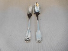 COUVERTS ARGENT MASSIF CUILLERE FOURCHETTE MINERVE MODELE A LA COQUILLE BT3