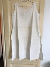 ANCIENNE CHEMISE ROBE DE NUIT D EPOQUE BLANC BRODERIE COTON AVEC MONOGRAMME