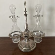 Vinaigrier Huilier Cristal Métal Argenté Ancien L Auzolle