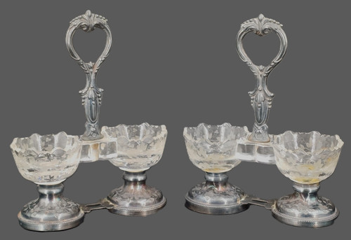 Paire saleron saliere - saliere, ancien