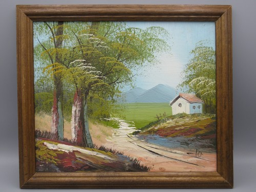 Peinture paysage avec - avec, cabane