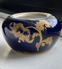 Coupelle porcelaine Limoges CFH& GDM bleu marine à rinceaux dorés