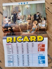 Authentique Ancien calendrier RICARD 1967 Neuf Stock