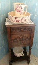 Ancien rarissime ensemble toilette complet art déco vasque broc pot de chambre