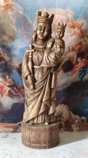 ANTIQUE STATUE EN BOIS SCULPTE VIERGE MARIE ET ENFANT JESUS VIRGIN MARY WOOD