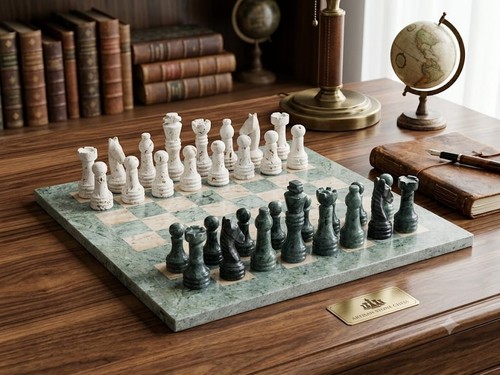 Jeu echecs marbre vert - jeu, d