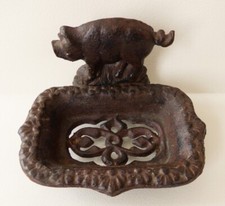 Porte-savon en fonte à décor cochon porc Style 19e siècle statue statuette