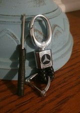 Porte clé Mercedes cuir corde tresser neuf sous blister