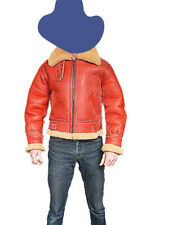 Bombardier vintage  en peau de mouton retournée coloris rouge