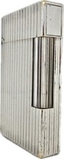 Briquet lighter S.T. Dupont Guilloche verticale plaqué argent silver
