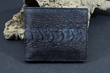 PORTEFEUILLE HOMME DOUBLE PLI NOIR VÉRITABLE PEAU D'AUTRUCHE CUIR NUBUCK MA F...