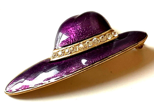 Broche chapeau violet - broche,